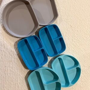 Bumkins Silicone Divided Plates - Gray and Blue Set